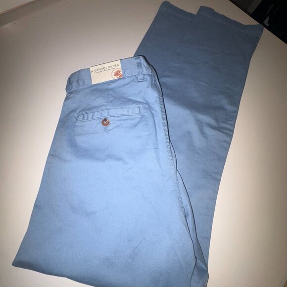 NEW NWT Southern Proper Thomasville Flat Front Chino Pant Blue 32x32 - Picture 4 of 10